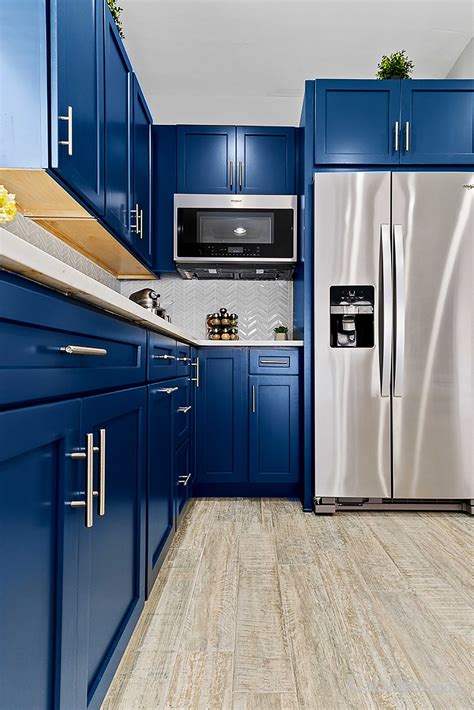 blue kitchen cabinets stainless steel applicances|stainless blue kitchen cabinets.